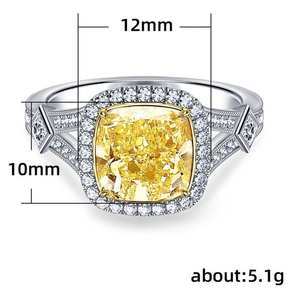 💥 Royal Yellow Court Large Square Gems Vintage Rings for Women, PD716 - Picture 6 of 6